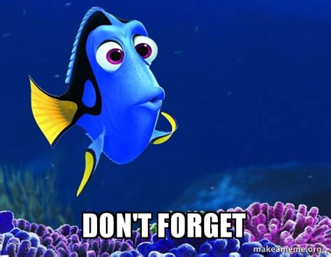Dont Forget Dory From Nemo 5 Second Memory Make A Meme