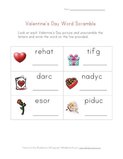 Valentines Day Word Scramble Valentines Day Words Valentines Day