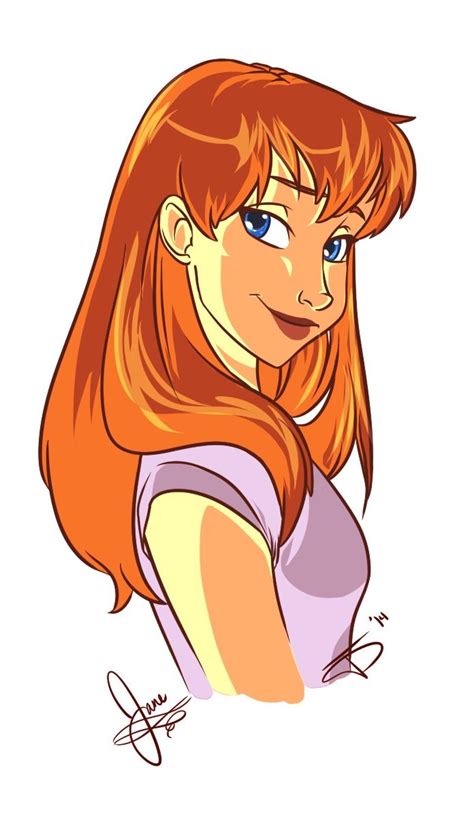 An Orange Haired Girl With Long Hair And Blue Eyes