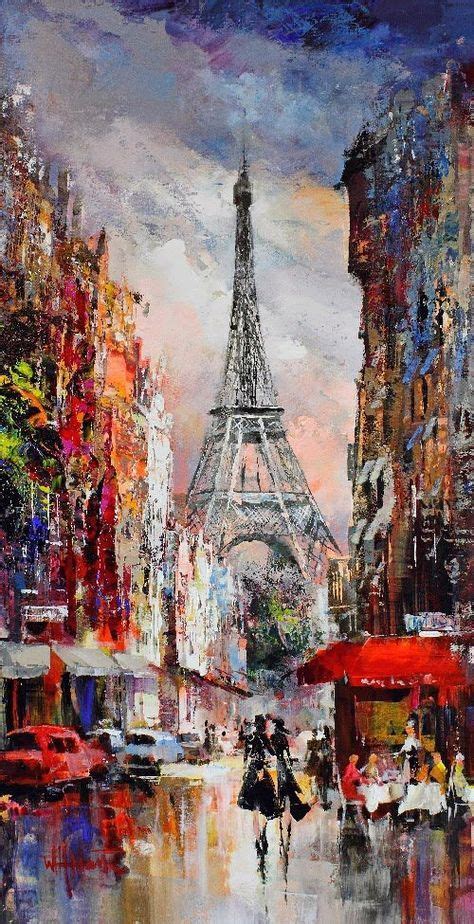 Sev On Paris France Eiffel Tower Painting With Busy City Streets