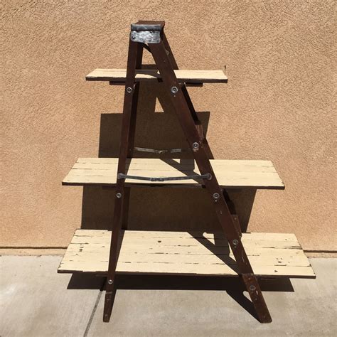 This Is A Repurposed 5 Wooden Step Ladder Ladder Was Sanded And
