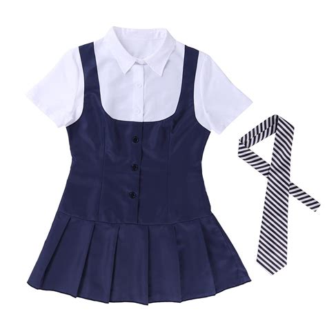Mua Yizyif Sexy School Girl Uniform Crop Top With Pleated Skirt Role Cosplay Costume Trên Amazon