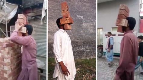 Pakistani Man Carries Bricks With His Teeth Youtube