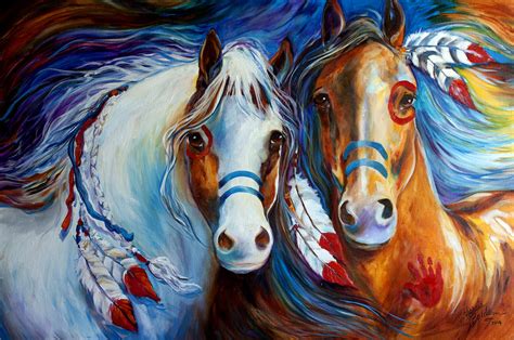 Spirit Indian War Horses Commission Painting By Marcia Baldwin Pixels