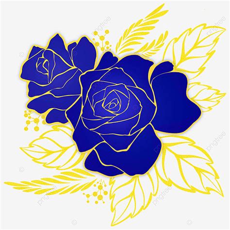 Dark Rose Clipart Vector Rose Gold Leaf Decoration Dark Blue Blue
