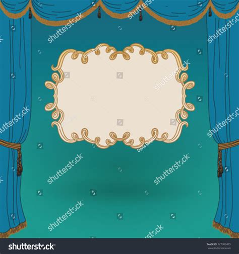 Turquoise Stage Curtains With Backdrop The Empty Curly