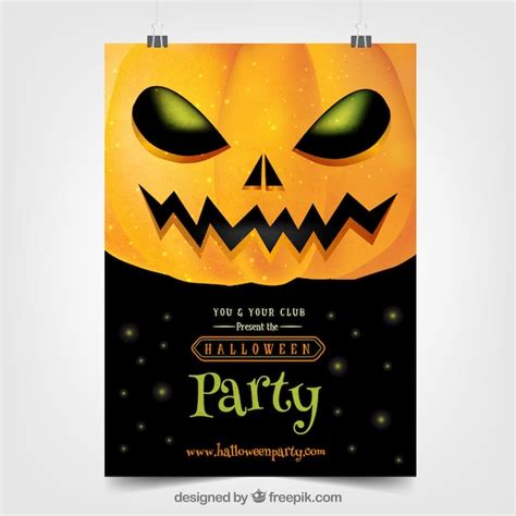 Free Vector Halloween Poster With Creepy Pumpkin