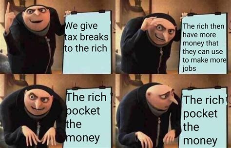 The term also refers to memes depicting white women who use their privilege to demand their own way. Tax cuts.irl | Gru's Plan | Know Your Meme