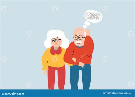 Flat Character Elderly Husband With Dementia Stock Vector