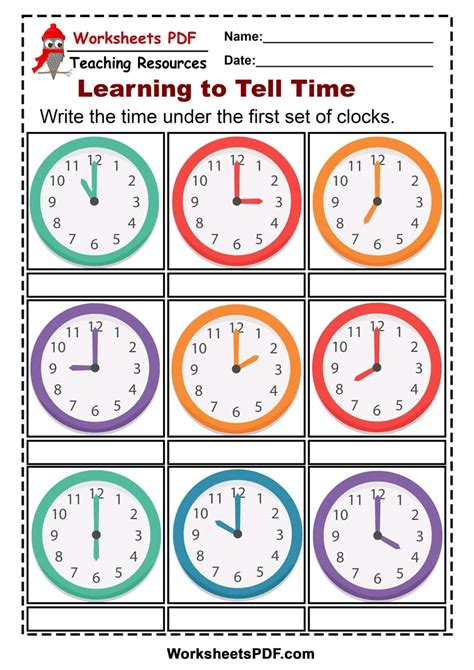 Tell Time To The Hour Worksheet