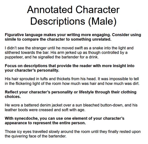 Character Descriptions Male Writing Inspiration Prompts Writing