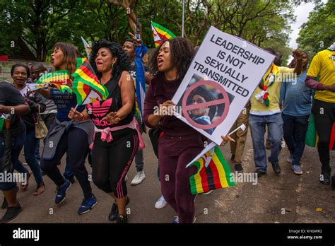 Harare Zimbabwe 17th November 2017 Zimbabweans Take To The Streets Of Harare To Protest And