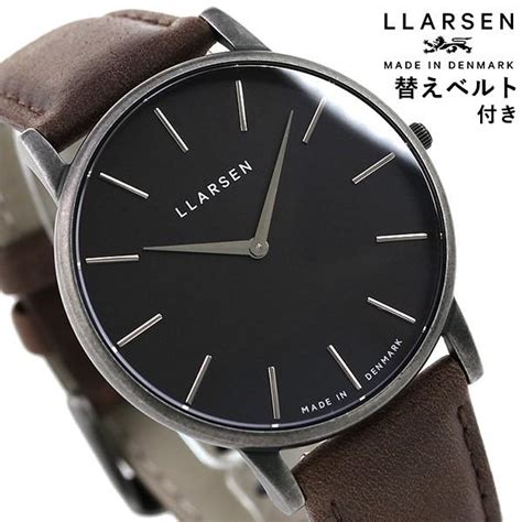 エルラーセン 時計 オリバー 39mm デンマーク製 メンズ 腕時計 LL147OBGYWD LLARSEN ブラック ブラウン 革ベルト