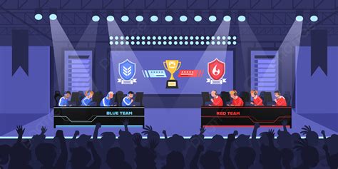 Blue And Red Team Of E Sports Athlete Competition In Esports