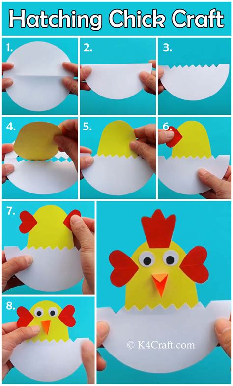 Easter Hatching Chick Paper Craft For Kids Pin K4 Craft