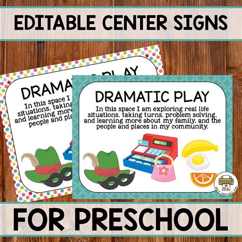 Preschool Learning Center Signs Editable
