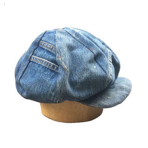 Vintage Patchwork Denim Newsboy Cap By Original Camp Street Hat San