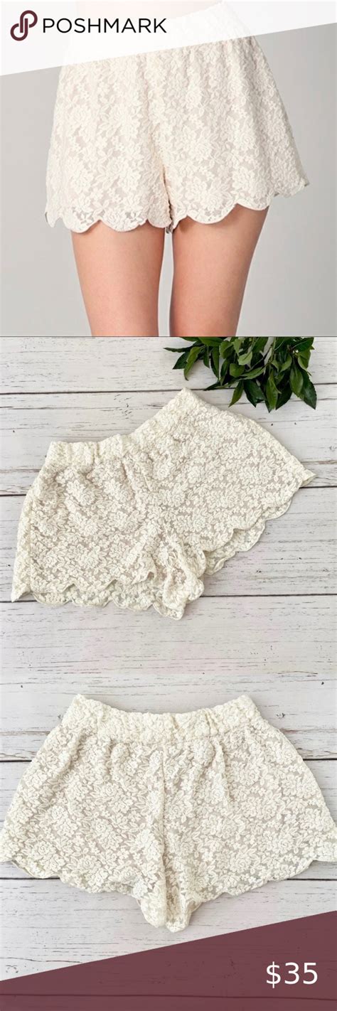 Free People Cream Crocheted Lace Scalloped Shorts Free People Lace