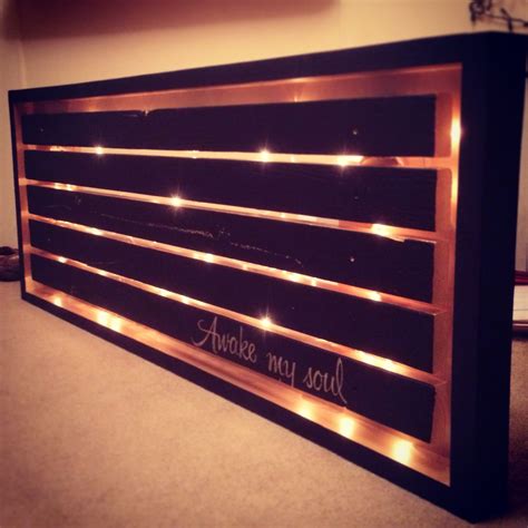 Diy Light Up Headboard 2x4s Mdf Board Black And Gold Paint And