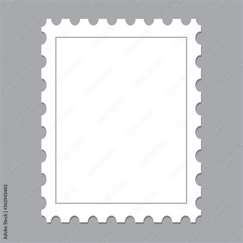 Blank Postage Stamp Template Isolated On Gray Background Trendy