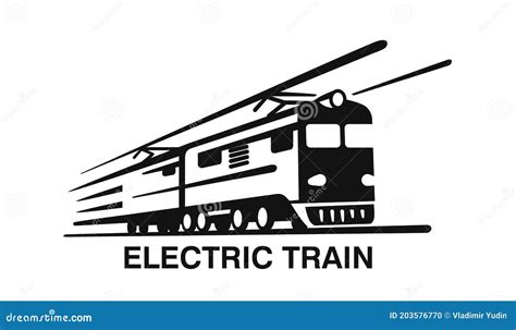 Electric Train Emblem On White Background Stock Vector Illustration