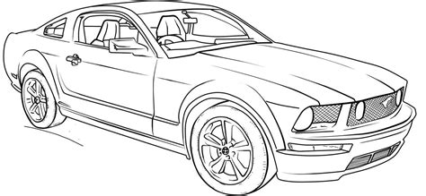 Ford Mustang Gt Lineart Coloring Page Dessin Voiture Voiture Camaro