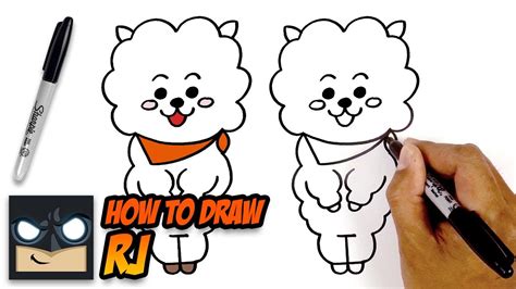 How To Draw Bt21 Rj Step By Step Youtube