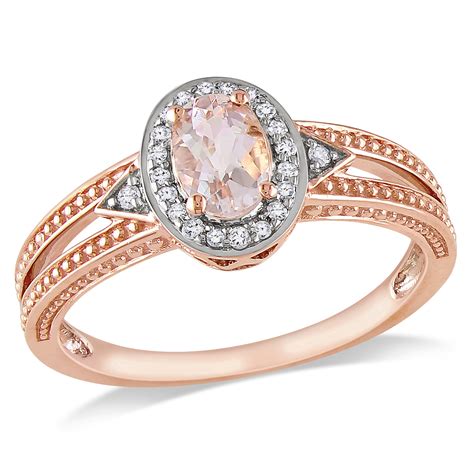 10k Rose Gold 05 Cttw Morganite And 01 Cttw Diamond Promise Ring