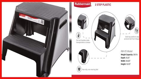 Great Product Rubbermaid Rm P2 2 Step Molded Plastic Stool With Non