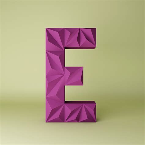 E Low Poly Papercraft Letter Alphabet E 3d 3d Lyric Etsy