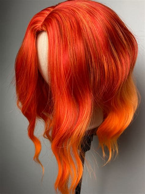 Orange Wigs Anime Wigs Short Bob Wig Short Wavy Wig Curly Ombre Wigs