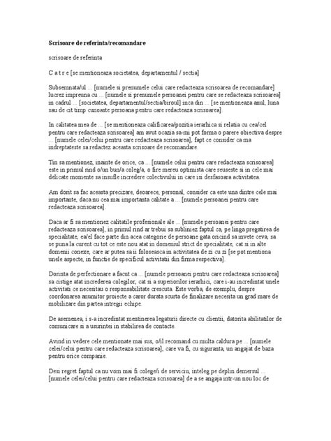 Scrisoare de Referinta Model | PDF