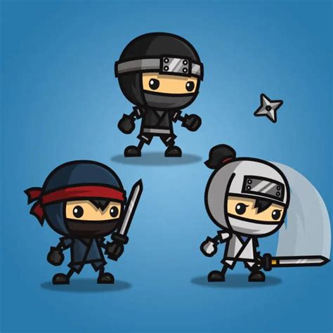 Mini Ninja 3 Packs Of Ninja Character For Game Tokegameart