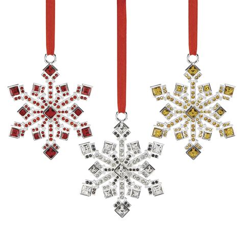 Jeweled Snowflake Ornaments Set Of 3 Reed And Barton Christmas Ornament