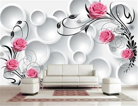 Custom Modern Wallpaper Design3d Circle Rose Papel De Paredehotel