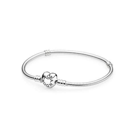 Silver Charm Bracelet With Heart Clasp Pandora Jewelry Us