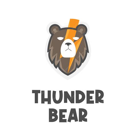 Premium Vector Grizzly Bear Head Illustration Logo With Thunder