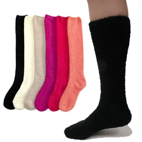 Alltopbargains 3 Pairs Women Girl Winter Socks Knee High Long Cozy Fuzzy Slipper Soft 9 11