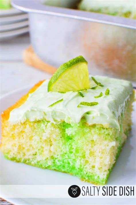 Cake with jello drizzles poked throughout, and topped with a smooth layer of whipped cream! Key Lime Jello Poke Cake Recipe with Whipped Cream