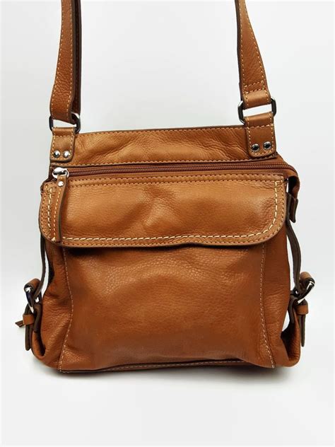Fossil Handbag Saddle Brown Leather Crossbody Bag Organizer On Back Of