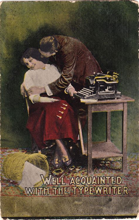 Vintage Postcard Well Acquainted With The Typewriter Vintage Postcard Postcard Greetings