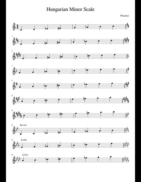 Hungarian Minor Scale Practice Sheet Music For Piano Download Free In
