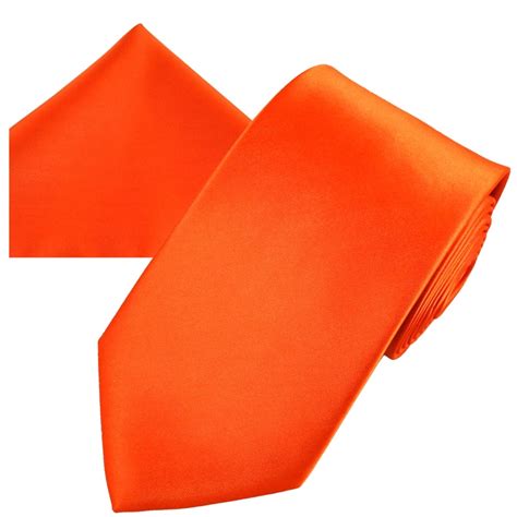 Plain Orange Men S Satin Tie Pocket Square Handkerchief Set From Ties