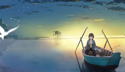 1920x1080px 1080p Free Download Girl Boat Phone Anime Hd