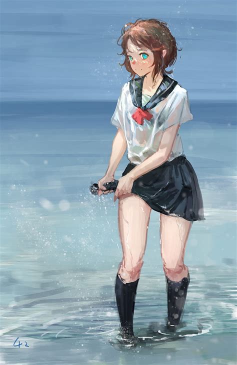 2k free download girl schoolgirl water wet anime hd phone wallpaper peakpx