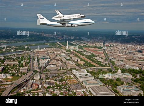 Space Shuttle Discovery Mounted Atop A Nasa 747 Shuttle Carrier