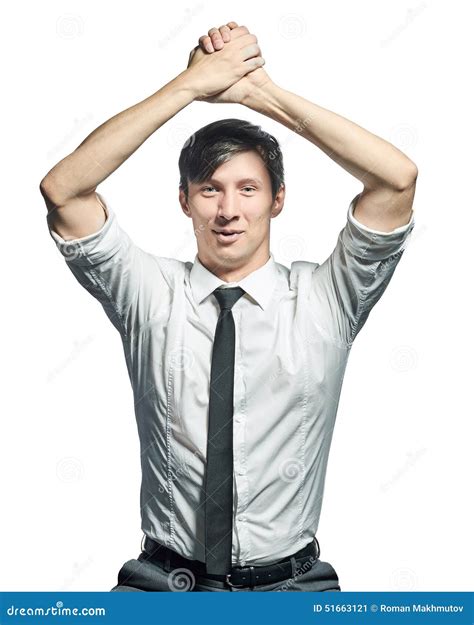 Successful Businessman Doing Victory Gesture Stock Image Image Of