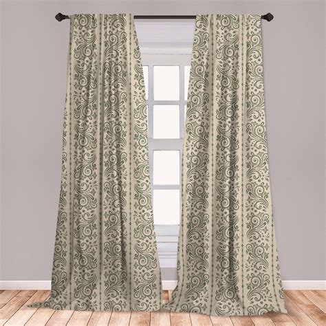 Victorian Curtains 2 Panels Set Continuous Pattern Of Floral Damask