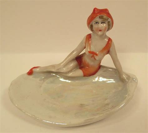 Vintage Porcelain Bathing Beauty On Shell Figurine Germany Pin Dish S Ebay Vintage