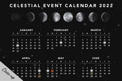 Calendario Lunar 2022 Impresión Del Calendario Lunar Etsy